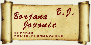 Borjana Jovonić vizit kartica
